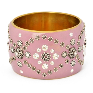 Handmade Purple Bangle Studded with Metal Accessories & Rhinestones