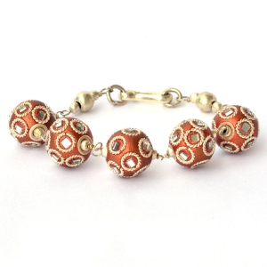 Handmade Bracelet having Shining Copper Beads with Mirrors