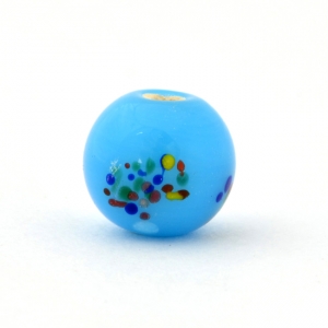 Blue Glass Beads with Multicolor Dots