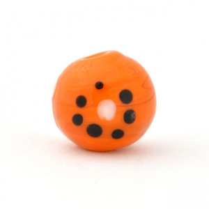 Orange Glass Beads with Black & White Dots