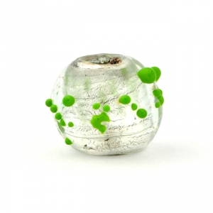 Round Transparent Glass Beads with Green Spikes