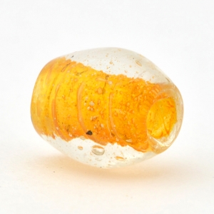 Transparent Oval Glass Beads with Yellow Hole Lining