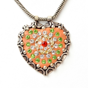 Handmade Orange Pendant Studded with Rhinestones