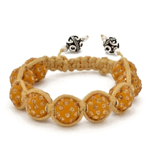 Yellow Shamballa Bracelet With Yellow Rhinestones | MSBR-164