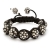 Black Shamballa Bracelet With White Rhinestone Beads | MSBR-155