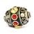 Black Beads Studded with Metal Rings & Red & Yellow Rhinestones