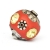 Red Beads Studded with Metal Flowers & Yellow Rhinestones