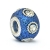 Blue Glittery Euro Style Beads Studded with Metal Rings & White Rhinestones