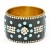 Handmade Black Bangle Studded with White & Aqua Rhinestones