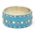 Handmade Blue Bangle Studded with Metal Flowers & Rhinestones