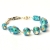Handmade Bracelet having Aqua Glitter Beads with Metal Flowers & Rhinestones