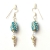 Handmade Earrings having Blue Beads with White & Aqua Rhinestones