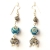 Handmade Earrings having Blue Beads with Metal Rings & Balls