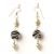 Handmade Earrings having Black Beads with Metal Chains