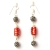 Handmade Earrings having Red Beads with White & Red Rhinestones