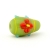 Green Glass Beads with Red Flower Design