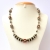 Black Handmade Necklace Studded with White + Red Rhinestones