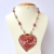 Handmade Red Necklace Studded with Pink & White Rhinestones
