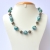 Handmade Blue Glitter Necklace Studded with Rainbow Rhinestones