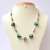 Handmade Teal Glitter Necklace Studded with Aqua & White Rhinestones