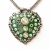 Handmade Green Pendant Studded with Metal Flowers & Rhinestones