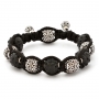 Macrame Bracelet With Black Rhinestone Beads & Copper Beads | MSBR-156
