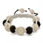 Macrame Bracelet With White & Black Rhinestone Beads | MSBR-159