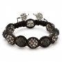 Macrame Bracelet With Black Beads in Black & Gray Rhinestones | MSBR-158