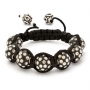 Black MacrameBracelet With White Rhinestone Beads | MSBR-155