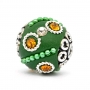 Green Beads Studded with Metal Chain, Rings & Rhinestones