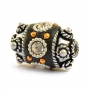 Black Beads Studded with Metal Rings + Golden Balls & Rhinestones