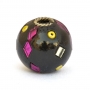 Black Beads Studded with Metal Rings, Mirror Chips & Seed Beads
