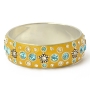 Yellow Kashmiri Bangle Studded with Rhinestones & Metal Accessories