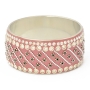 Pink Kashmiri Bangle Studded with Rhinestones & Metal Accessories