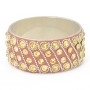 Pink Kashmiri Bangle Studded with Metal Rings, Chains & Rhinestones