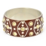 Brown Kashmiri Bangle Studded with Metal Chains, Rings & Rhinestones