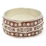 Brown Kashmiri Bangle Studded with Metal Chains, Rings & Flowers