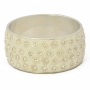 White Glitter Kashmiri Bangle Studded with Rhinestones & Metal Rings