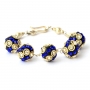 Handmade Bracelet having Black Beads with White & Blue Rhinestones