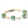 Handmade Bracelet having Teal Glitter Beads with Metal Rings & Rhinestones