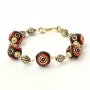 Handmade Bracelet having Black Beads with Red Metal Chain