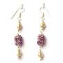 Handmade Earrings having Purple Rhinestone Bead