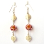 Handmade Earrings having Red Beads with Rhinestones