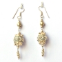 Handmade Earrings having Gray Beads with White Rhinestones