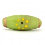 Barrel Shaped Green Glass Beads with Black & Yellow Dots
