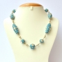 Blue Handmade Necklace Studded with Rainbow Rhinestones Blue Handmade Necklace Studded with Rainbow Rhinestones