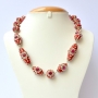Red Handmade Necklace Studded with Metal Rings & Rhinestones