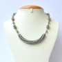 Gray Handmade Necklace Studded with White + Gray Rhinestones Gray Handmade Necklace Studded with White + Gray Rhinestones