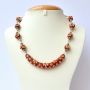 Handmade Red Necklace Studded with White & Orange Rhinestones Handmade Red Necklace Studded with White & Orange Rhinestones