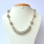 Gray Handmade Necklace Studded with White Rhinestones Gray Handmade Necklace Studded with White Rhinestones
